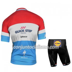 Conjunto Maillot + Culotte Corto 2017 Quick-Step Floors Campeonato de Luxemburgo Niños